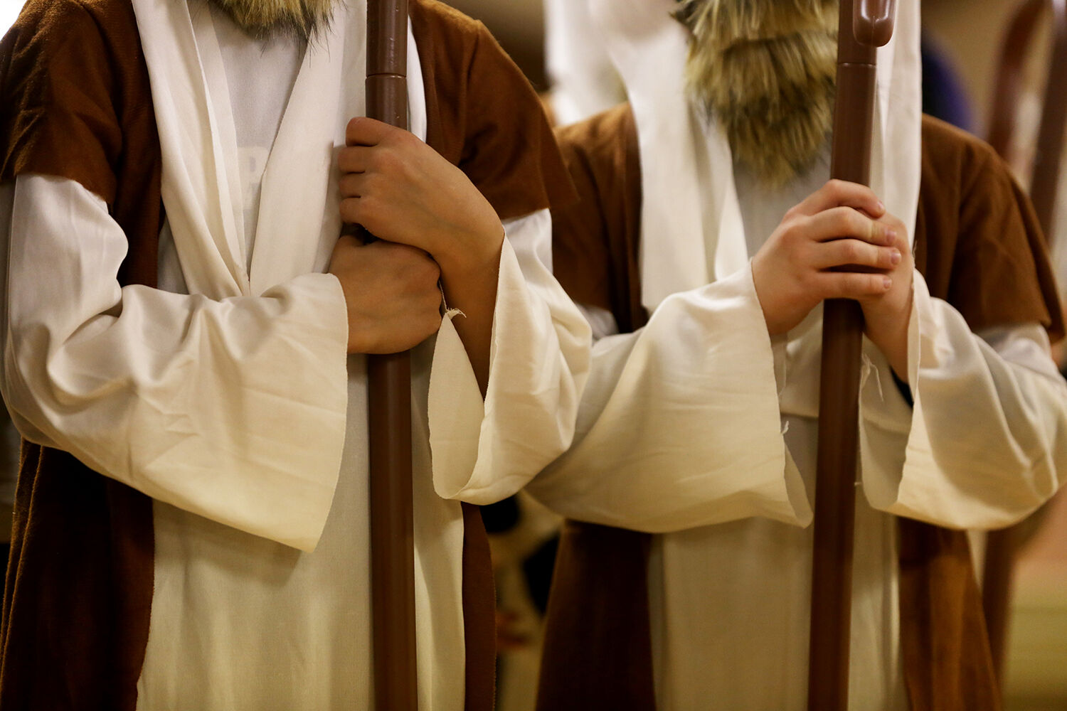 The shepherds waited on the edge of the set